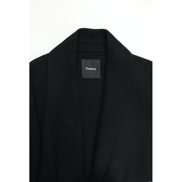 Theory Shawl Coat in Black Wool